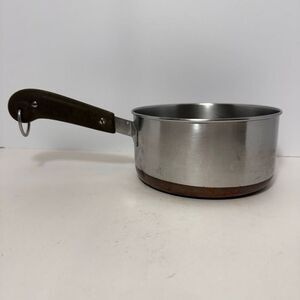 Vintage Revere Ware 2 Quart Saucepan Stainless Steel Body Copper Bottom